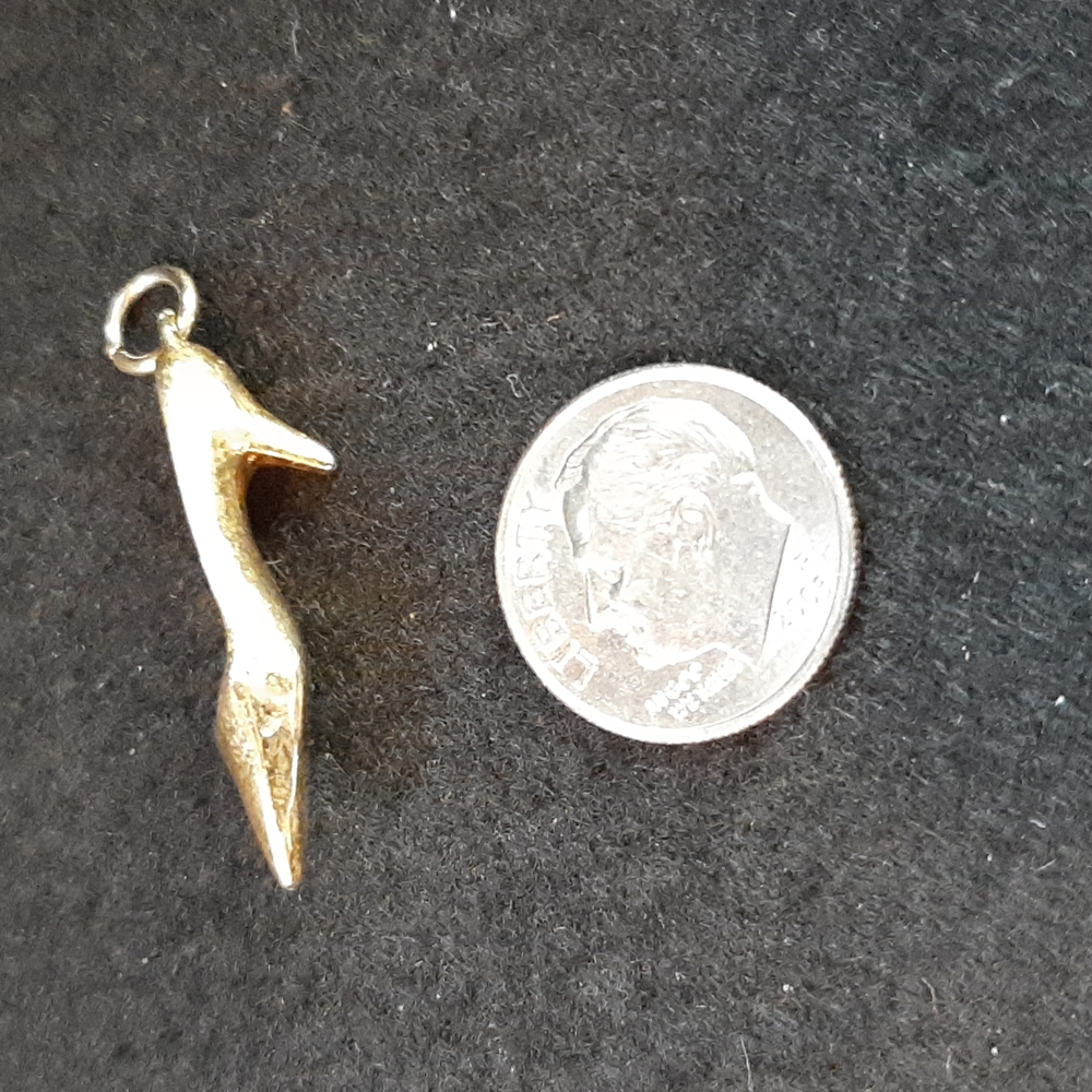 Vintage Gold Tone High Heel Shoe Charm Pendant